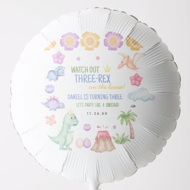 Boy Dinosaur Birthday Balloon (Front)