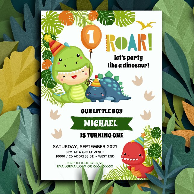 Boy Dinosaur Birthday Invitation (Creator Uploaded)