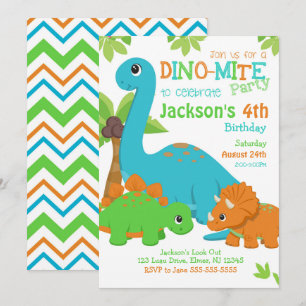 Boy Dinosaur Birthday Invitation / Dino Party