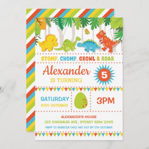 Boy Dinosaur Birthday Roar Dino_Mite Party Invitation