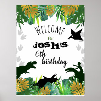 Boy Dinosaur Birthday Welcome Sign