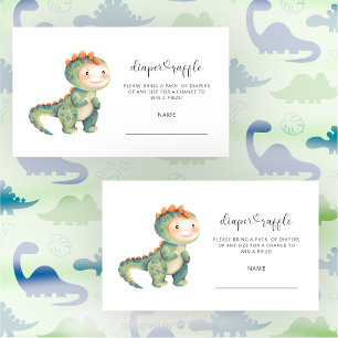 Boy dinosaur diaper raffle enclosure card