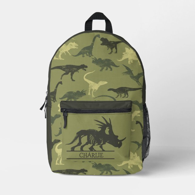 Boy Dinosaur Green theme Printed Backpack (Front)