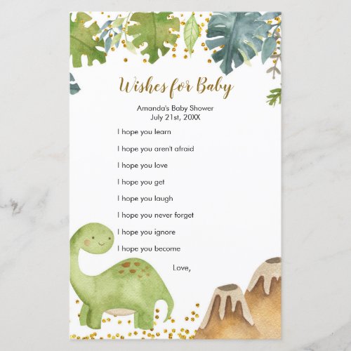 Boy Dinosaur Greenery Wishes for Baby Game
