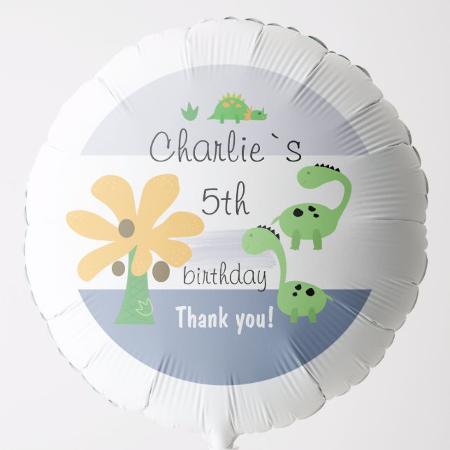 Boy Dinosaur Jurassic Birthday Party Balloon (Front)