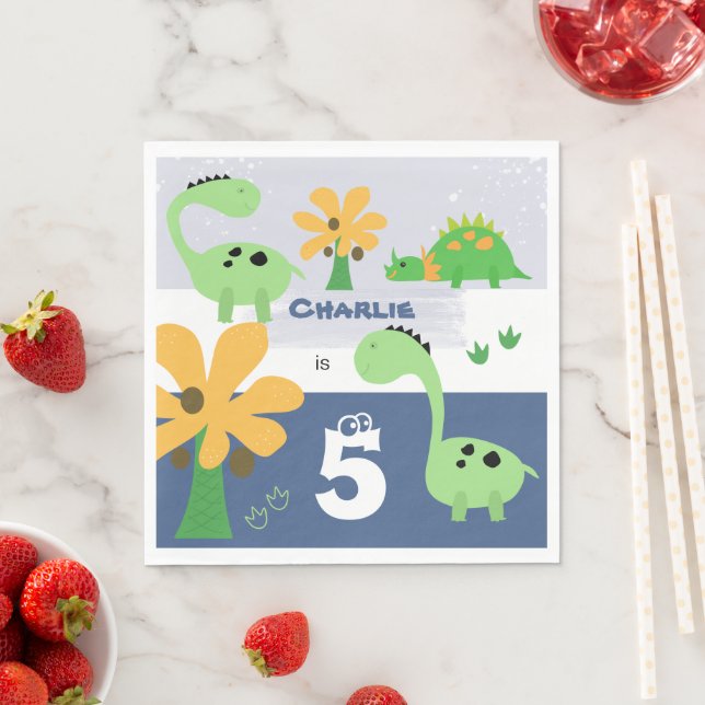 Boy Dinosaur Jurassic Birthday Party Napkins (Insitu)
