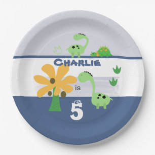 Boy Dinosaur Jurassic Birthday Party Paper Plates