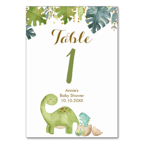 Boy Dinosaur Modern Table Number Party