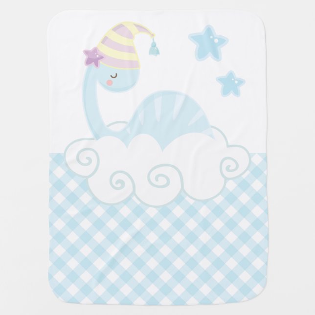 Boy Dinosaur Sleeping  Baby Blanket (Front)