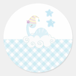 Boy Dinosaur Sleeping Classic Round Sticker
