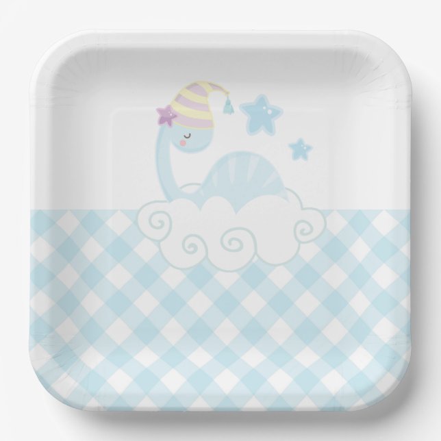 Boy Dinosaur Sleeping   Paper  Paper Plates (Front)