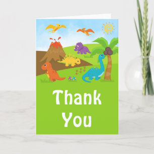Boy Dinosaurs Birthday Party Thank You Card