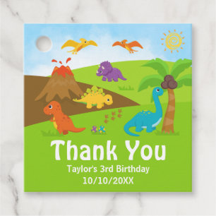 Boy Dinosaurs Birthday Party Thank You Favor Tags