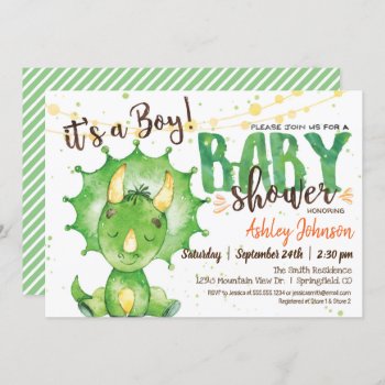 Boy Dinosuar Baby Shower Invitation by Card_Stop at Zazzle