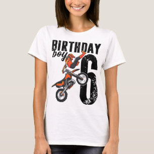 Boy Dirt Bike 6th Birthday Party Motocross 6 Years T-Shirt