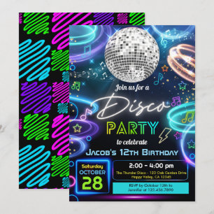 Boy Disco Birthday Party  Invitation
