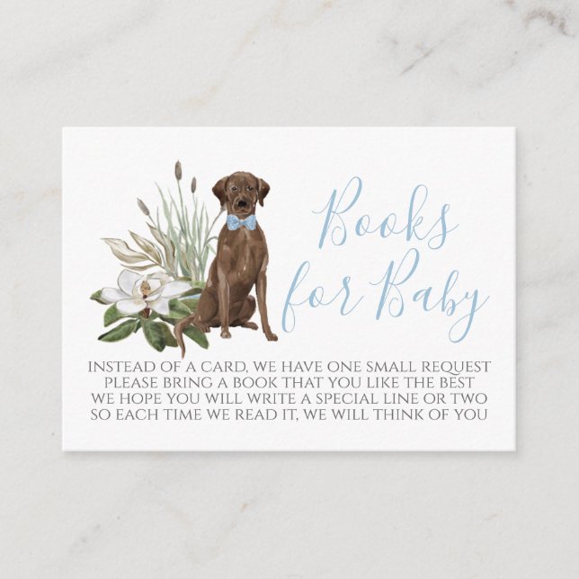 Boy Dog Baby Shower Book Request Card (Front)