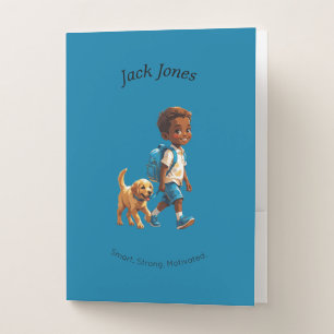 Boy & Dog Back to School Custom Design Pocket Folder