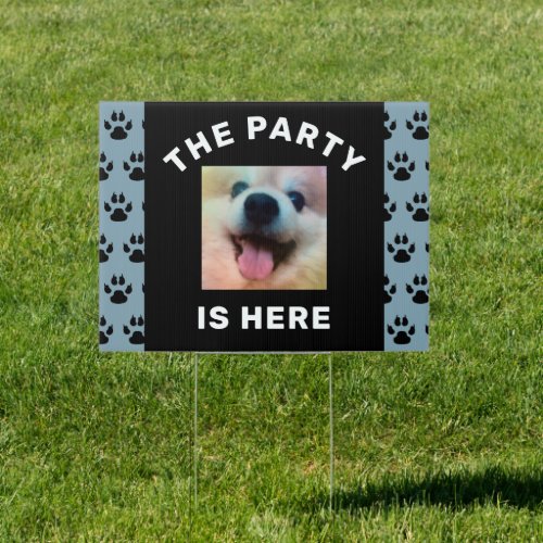 Boy Dogs Birthday Party Dusty Blue Paw Prints Yard Sign