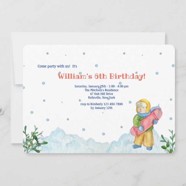 Boy Doing Winter Sports Invitation (Front)