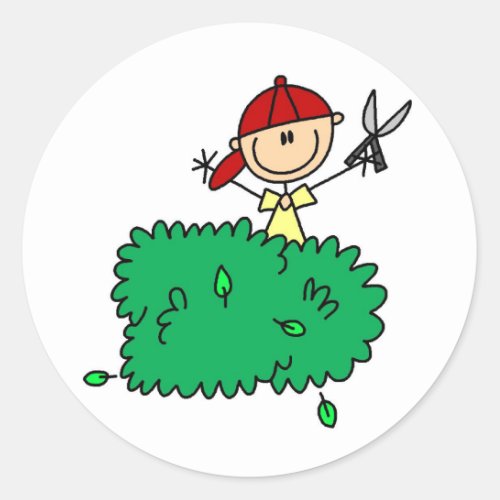 Boy Doing Yardwork Sticker