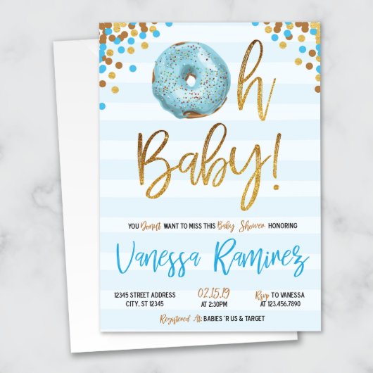 Boy Donut Baby Shower Invitation (Front)