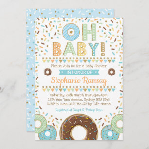 Boy Donut Baby Shower Sprinkle Invitation Donut