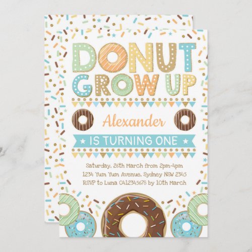 Boy Donut Invitation Donut Birthday Sprinkles