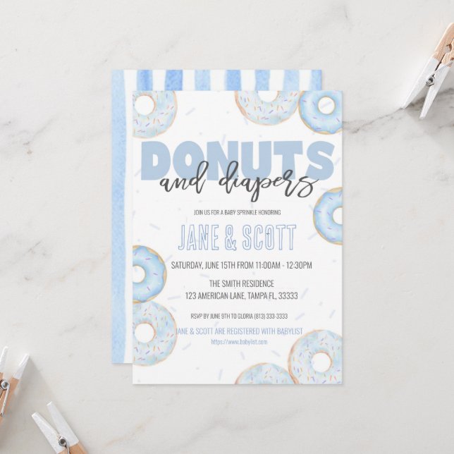 Boy Donut Sprinkle Shower Invite (Front/Back In Situ)