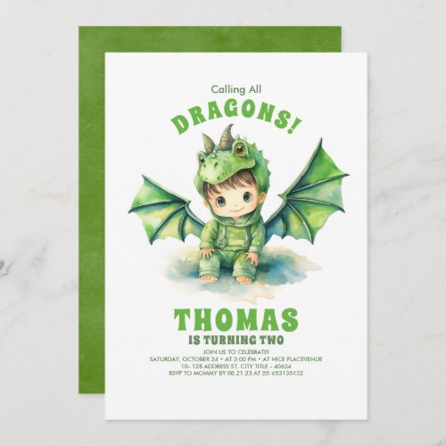 Boy Dragon Birthday Invitations