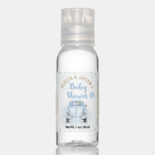 Boy Drive By Baby Shower Favor Blue Car Gold Hand Sanitizer