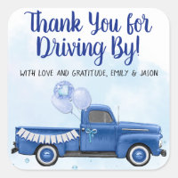 Boy Drive By Covid Baby Shower Favor Stickers