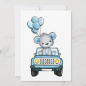 Boy Drive Through Baby Shower Bear Car Invitation (Back)