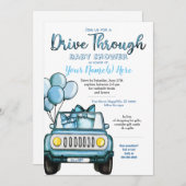 Boy Drive Through Baby Shower Blue Card (Front/Back)