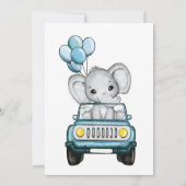Boy Drive Through Baby Shower Elephant in Car Invitation (Back)