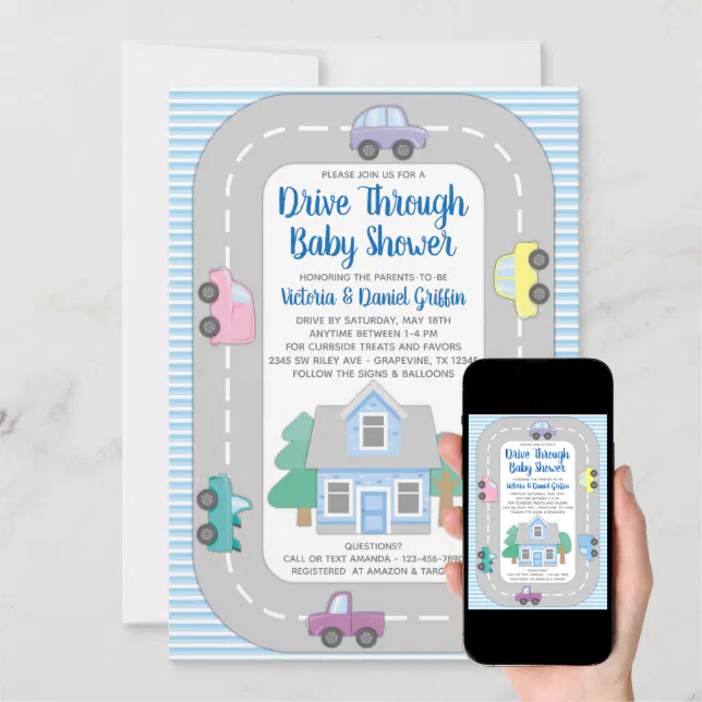 Boy Drive Through Baby Shower Invitation Zazzle