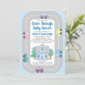 Boy Drive Through Baby Shower Invitation (Standing Front)