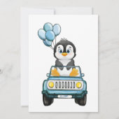 Boy Drive Through Baby Shower Penguin in Car Invitation (Back)
