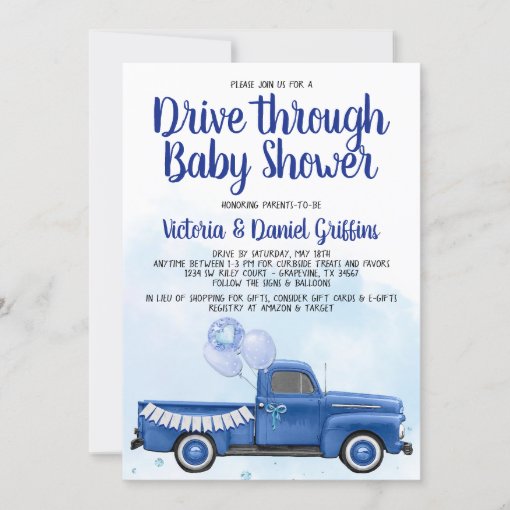 Boy Drive Through Covid Baby Shower Truck Invitation Zazzle