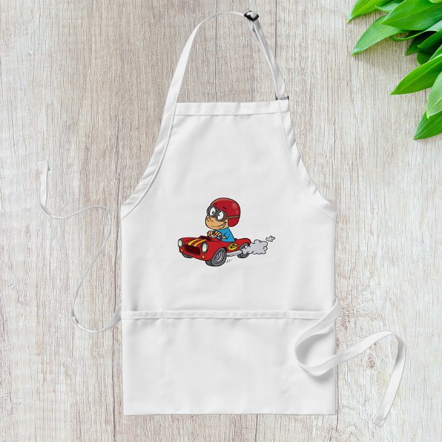 Boy Driving Red Race Car Adult Apron (Creator Uploaded)