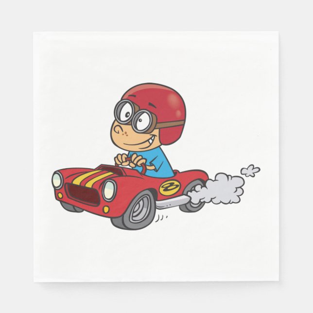 Boy Driving Red Race Car Napkins (Front)