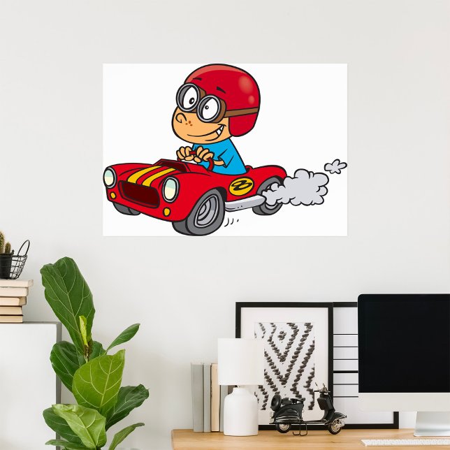 Boy Driving Red Race Car Poster (Creator Uploaded)
