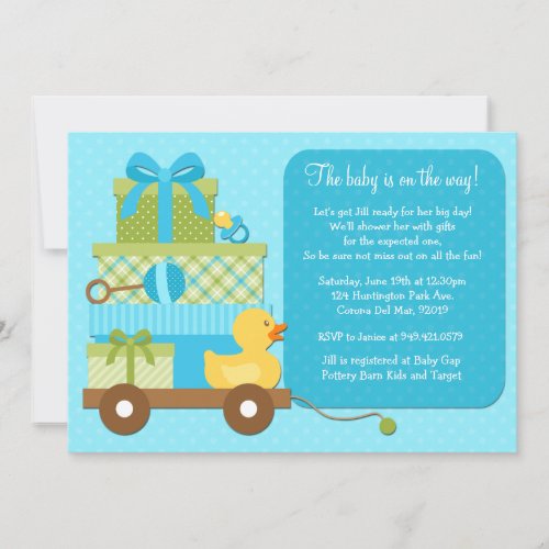 Boy Duck Baby Shower Invitation