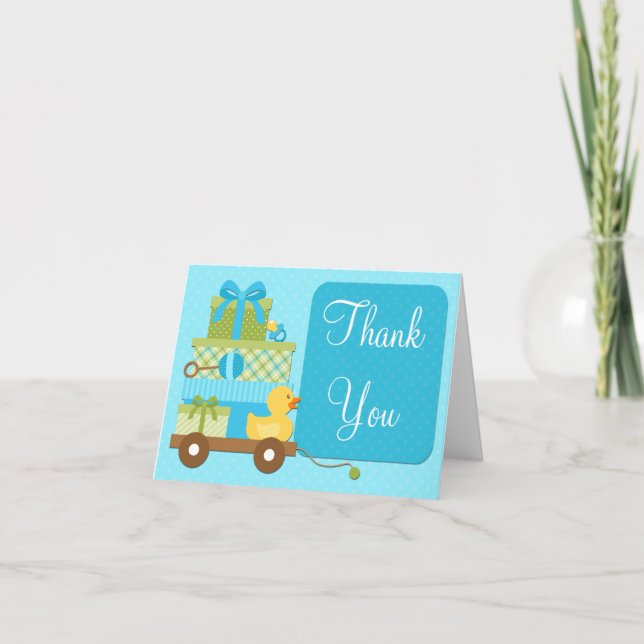 Boy Duck Baby Shower Thank You Card (Front)