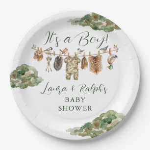 Boy Duck Hunting Baby Shower Paper Plates