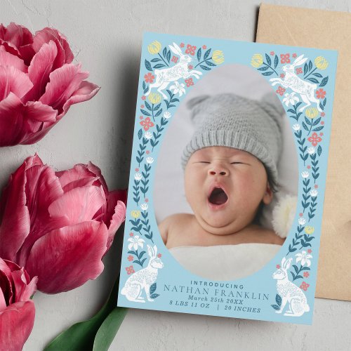 Boy Easter Egg Baby Photo Birth Announcement Card