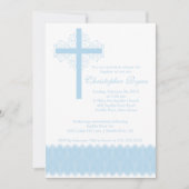 Boy Elegant Lace Baptism | Christening Cross Invitation | Zazzle