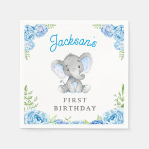 Boy Elephant 1st 2nd Birthday Party Little Peanut Napkins