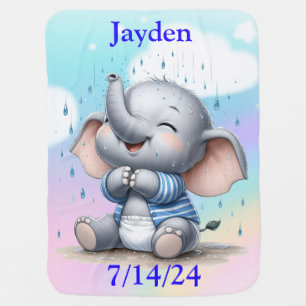 Boy Elephant Baby Blanket