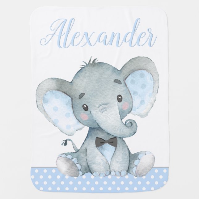 Boy Elephant Baby Blankets (Front)